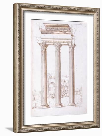 The Columns of the Temple of Castor and Pollux-Giulio Romano-Framed Giclee Print