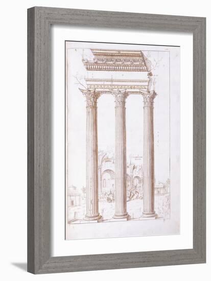 The Columns of the Temple of Castor and Pollux-Giulio Romano-Framed Giclee Print