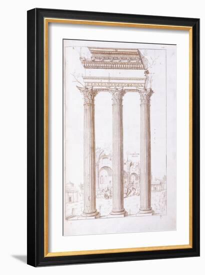 The Columns of the Temple of Castor and Pollux-Giulio Romano-Framed Giclee Print