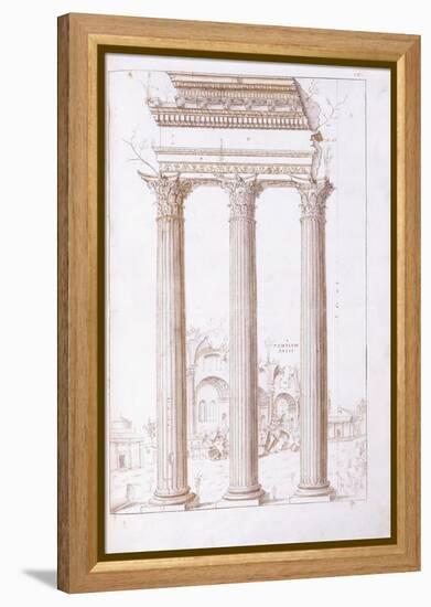 The Columns of the Temple of Castor and Pollux-Giulio Romano-Framed Premier Image Canvas