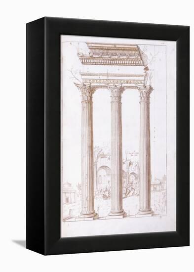 The Columns of the Temple of Castor and Pollux-Giulio Romano-Framed Premier Image Canvas