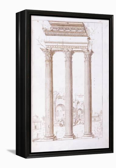 The Columns of the Temple of Castor and Pollux-Giulio Romano-Framed Premier Image Canvas