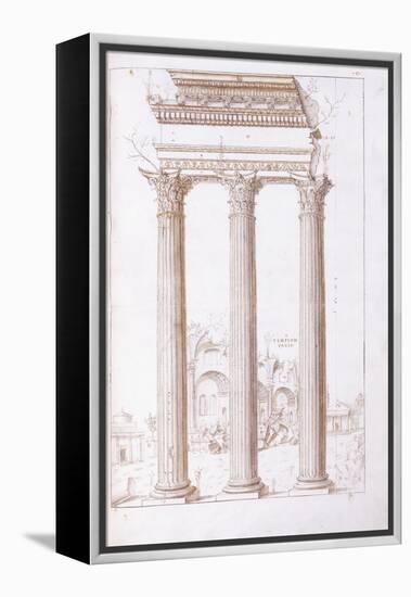The Columns of the Temple of Castor and Pollux-Giulio Romano-Framed Premier Image Canvas