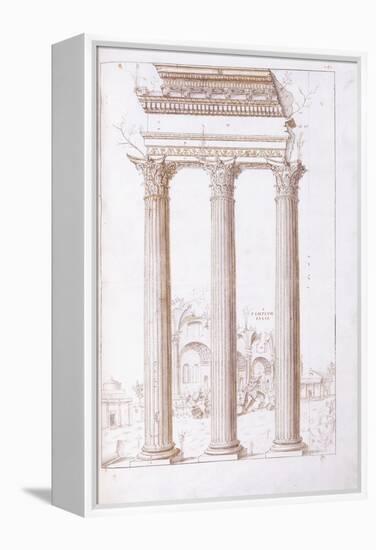 The Columns of the Temple of Castor and Pollux-Giulio Romano-Framed Premier Image Canvas