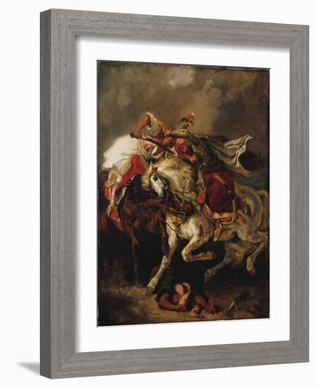 The Combat of the Giaour and the Pasha-Eugene Delacroix-Framed Giclee Print