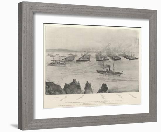 The Combined Mediterranean and Channel Squadrons in Lagos Bay-Henry Charles Seppings Wright-Framed Giclee Print