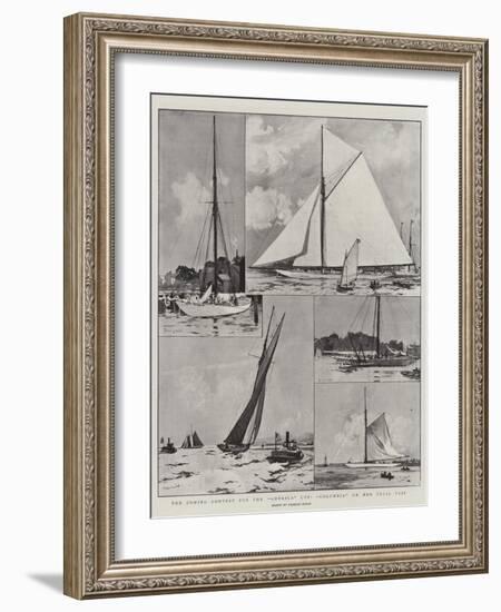 The Coming Contest for the America Cup, Columbia on Her Trial Trip-Charles Edward Dixon-Framed Giclee Print