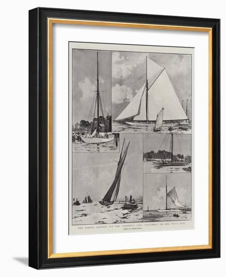 The Coming Contest for the America Cup, Columbia on Her Trial Trip-Charles Edward Dixon-Framed Giclee Print