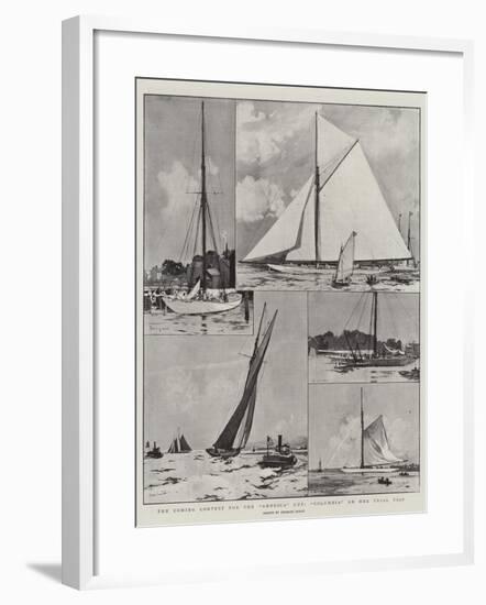 The Coming Contest for the America Cup, Columbia on Her Trial Trip-Charles Edward Dixon-Framed Giclee Print