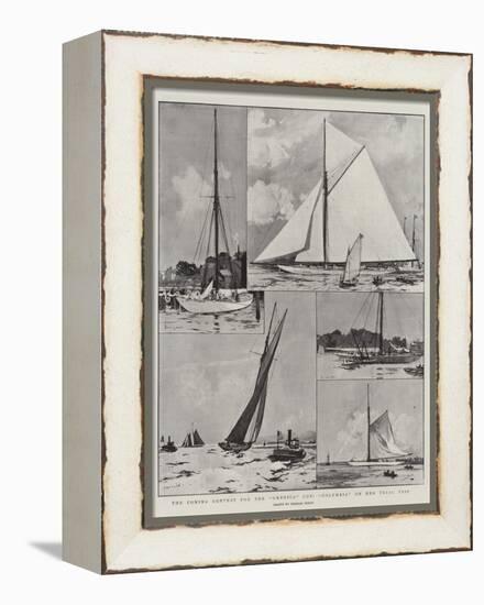 The Coming Contest for the America Cup, Columbia on Her Trial Trip-Charles Edward Dixon-Framed Premier Image Canvas