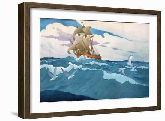 The Coming of the Mayflower in 1620, 1941 (Oil on Canvas)-Newell Convers Wyeth-Framed Giclee Print