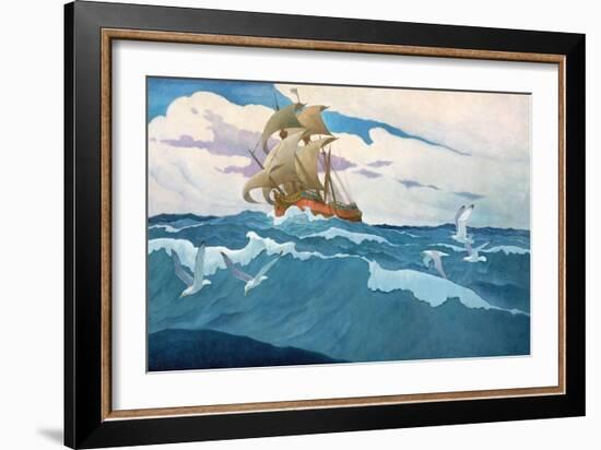 The Coming of the Mayflower in 1620, 1941 (Oil on Canvas)-Newell Convers Wyeth-Framed Giclee Print