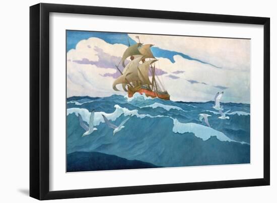 The Coming of the Mayflower in 1620, 1941 (Oil on Canvas)-Newell Convers Wyeth-Framed Giclee Print