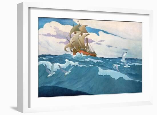 The Coming of the Mayflower in 1620, 1941 (Oil on Canvas)-Newell Convers Wyeth-Framed Giclee Print