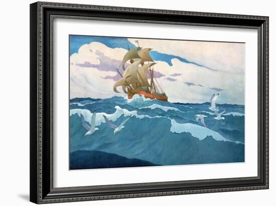 The Coming of the Mayflower in 1620, 1941 (Oil on Canvas)-Newell Convers Wyeth-Framed Giclee Print