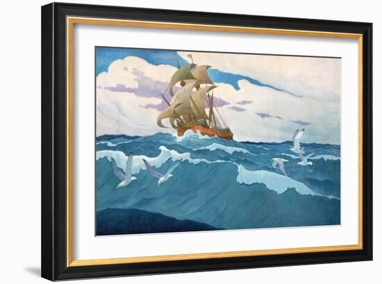 The Coming of the Mayflower in 1620, 1941 (Oil on Canvas)-Newell Convers Wyeth-Framed Giclee Print