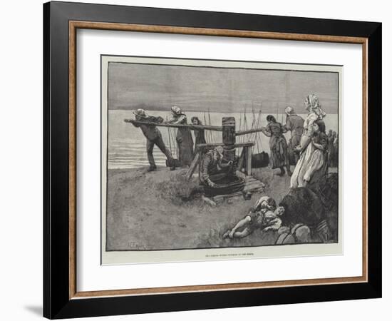 The Coming Storm, Winding Up the Boats-Alfred Edward Emslie-Framed Giclee Print