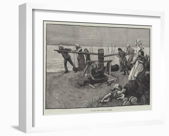 The Coming Storm, Winding Up the Boats-Alfred Edward Emslie-Framed Giclee Print