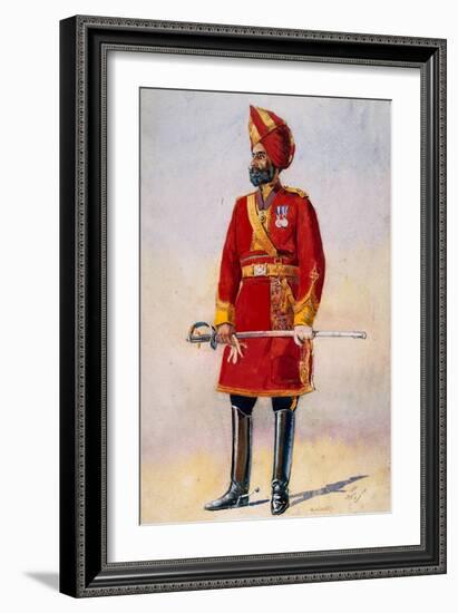 The Commandant of the Bharatpur Infantry, Illustration for 'Armies of India' by Major G.F.…-Alfred Crowdy Lovett-Framed Giclee Print