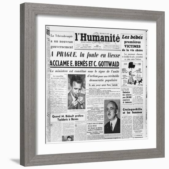 The Communist Coup in Prague, from 'L'Humanite', 26th February 1948-null-Framed Giclee Print