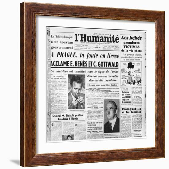 The Communist Coup in Prague, from 'L'Humanite', 26th February 1948-null-Framed Giclee Print