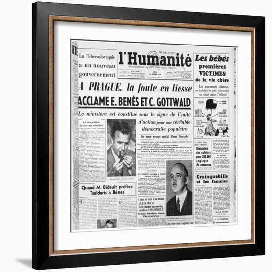 The Communist Coup in Prague, from 'L'Humanite', 26th February 1948-null-Framed Giclee Print