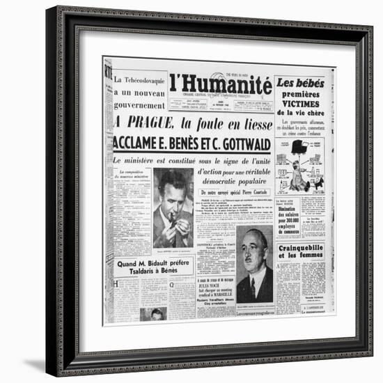 The Communist Coup in Prague, from 'L'Humanite', 26th February 1948-null-Framed Giclee Print