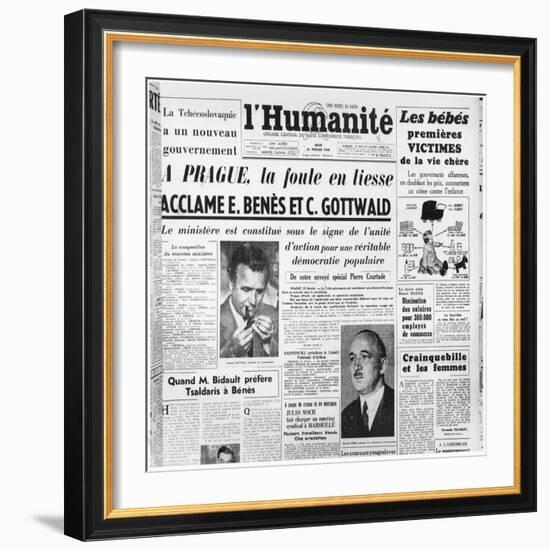 The Communist Coup in Prague, from 'L'Humanite', 26th February 1948-null-Framed Giclee Print