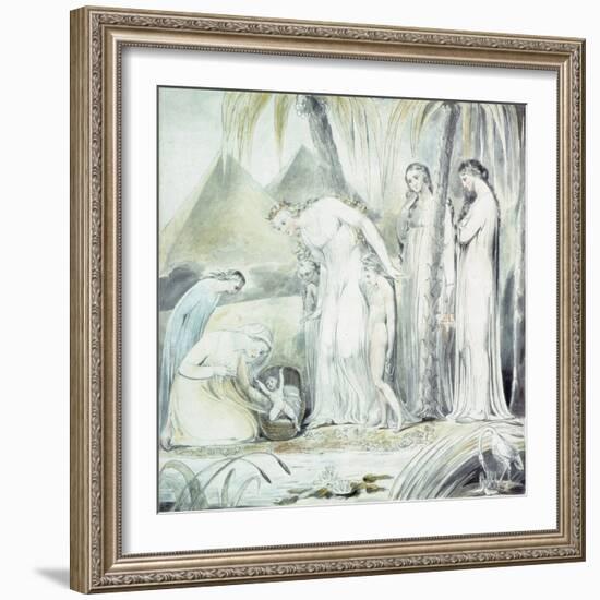 The Compassion of Pharaoh's Daughter or the Finding of Moses, 1805 (Pen and W/C over Pencil)-William Blake-Framed Giclee Print