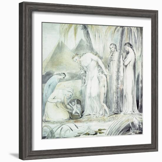 The Compassion of Pharaoh's Daughter or the Finding of Moses, 1805 (Pen and W/C over Pencil)-William Blake-Framed Giclee Print