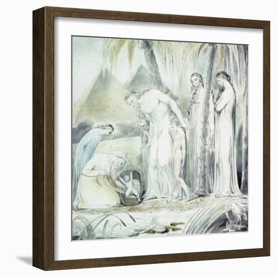 The Compassion of Pharaoh's Daughter or the Finding of Moses, 1805 (Pen and W/C over Pencil)-William Blake-Framed Giclee Print