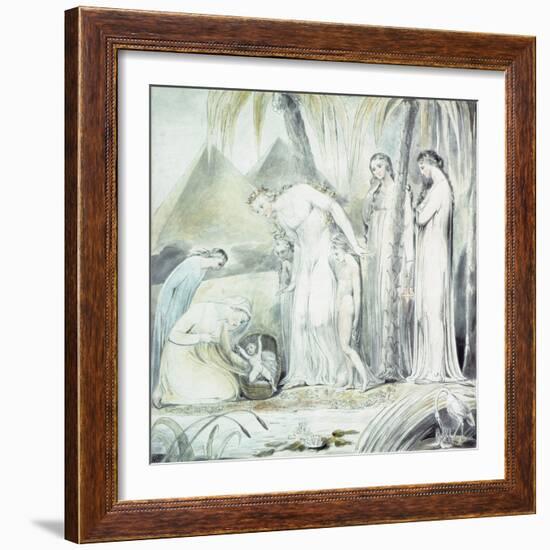 The Compassion of Pharaoh's Daughter or the Finding of Moses, 1805 (Pen and W/C over Pencil)-William Blake-Framed Giclee Print