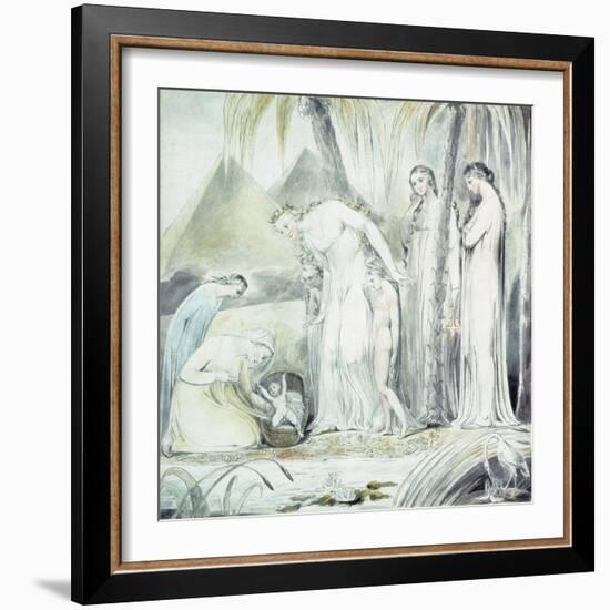 The Compassion of Pharaoh's Daughter or the Finding of Moses, 1805 (Pen and W/C over Pencil)-William Blake-Framed Giclee Print