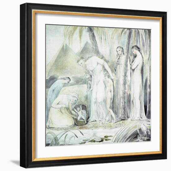 The Compassion of Pharaoh's Daughter or the Finding of Moses, 1805 (Pen and W/C over Pencil)-William Blake-Framed Giclee Print