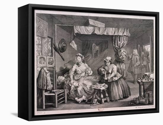 The Compleat Trull at Her Lodging in Drury Lane, Plate III of the Harlot's Progress, 1732-William Hogarth-Framed Premier Image Canvas