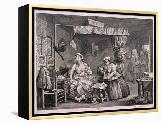 The Compleat Trull at Her Lodging in Drury Lane, Plate III of the Harlot's Progress, 1732-William Hogarth-Framed Premier Image Canvas