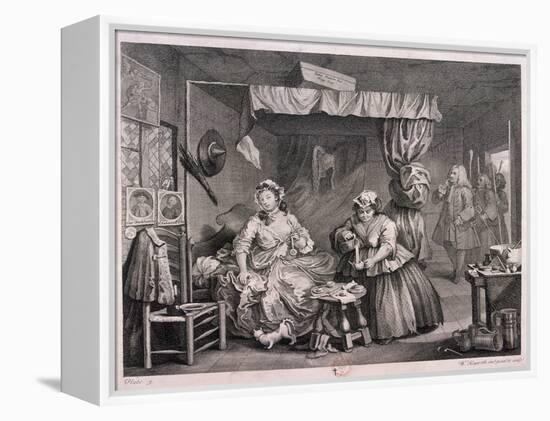 The Compleat Trull at Her Lodging in Drury Lane, Plate III of the Harlot's Progress, 1732-William Hogarth-Framed Premier Image Canvas