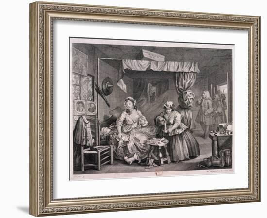 The Compleat Trull at Her Lodging in Drury Lane, Plate III of the Harlot's Progress, 1732-William Hogarth-Framed Giclee Print