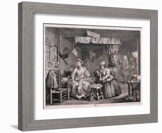 The Compleat Trull at Her Lodging in Drury Lane, Plate III of the Harlot's Progress, 1732-William Hogarth-Framed Giclee Print