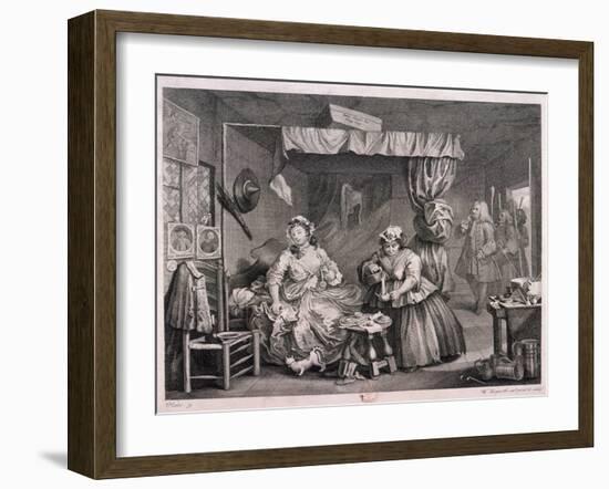 The Compleat Trull at Her Lodging in Drury Lane, Plate III of the Harlot's Progress, 1732-William Hogarth-Framed Giclee Print