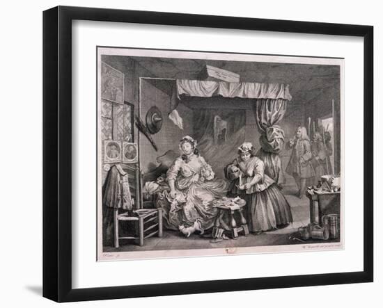 The Compleat Trull at Her Lodging in Drury Lane, Plate III of the Harlot's Progress, 1732-William Hogarth-Framed Giclee Print