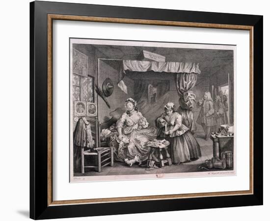 The Compleat Trull at Her Lodging in Drury Lane, Plate III of the Harlot's Progress, 1732-William Hogarth-Framed Giclee Print