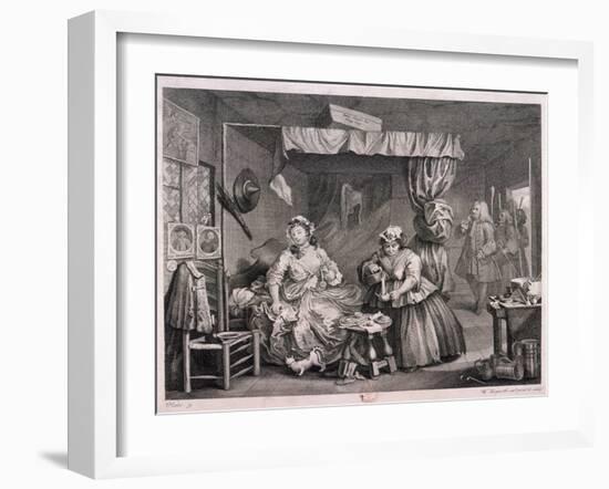 The Compleat Trull at Her Lodging in Drury Lane, Plate III of the Harlot's Progress, 1732-William Hogarth-Framed Giclee Print