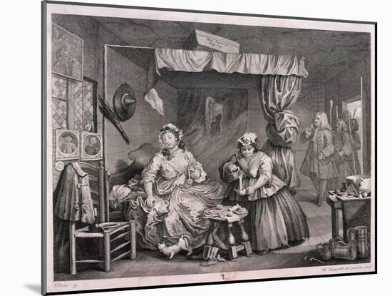 The Compleat Trull at Her Lodging in Drury Lane, Plate III of the Harlot's Progress, 1732-William Hogarth-Mounted Giclee Print