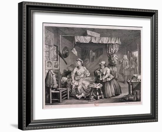 The Compleat Trull at Her Lodging in Drury Lane, Plate III of the Harlot's Progress, 1732-William Hogarth-Framed Giclee Print