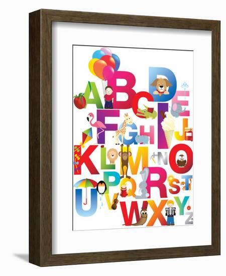 The Complete Childrens English Alphabet Spelt out with Different Fun Cartoon Animals and Toys-barney boogles-Framed Premium Giclee Print