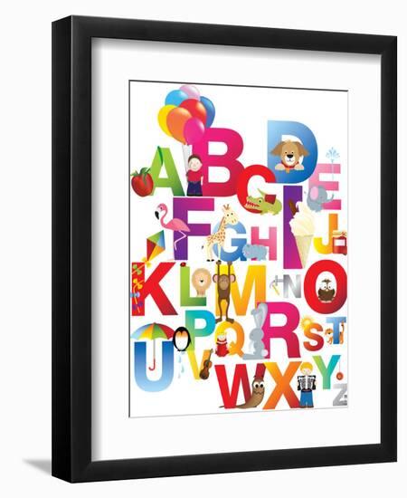 The Complete Childrens English Alphabet Spelt out with Different Fun Cartoon Animals and Toys-barney boogles-Framed Premium Giclee Print