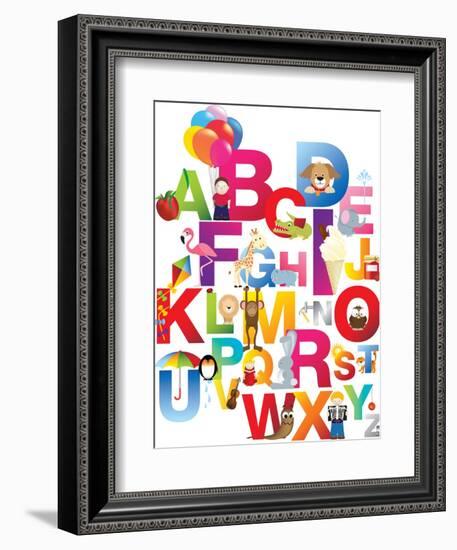 The Complete Childrens English Alphabet Spelt out with Different Fun Cartoon Animals and Toys-barney boogles-Framed Premium Giclee Print