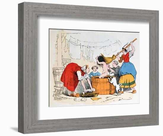 The Compulsory Bath, Illustration for "Les Defauts Horribles," circa 1860-Trim-Framed Giclee Print