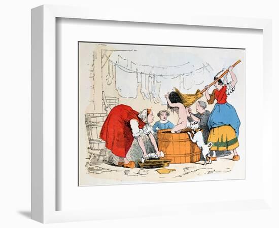 The Compulsory Bath, Illustration for "Les Defauts Horribles," circa 1860-Trim-Framed Giclee Print